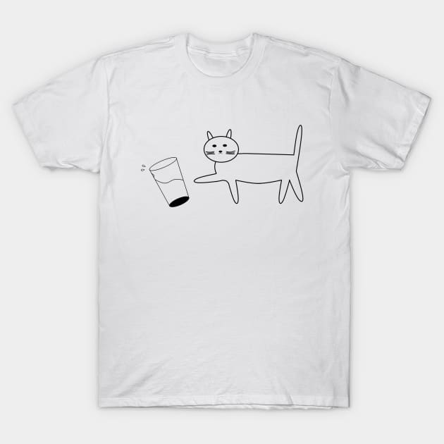 Cat knocking over water T-Shirt by Pektashop